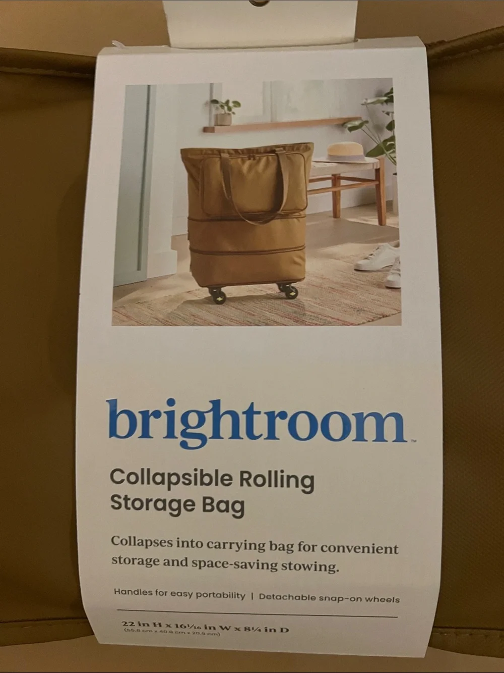 brightroom Brown Collapsible Rolling Storage Bag